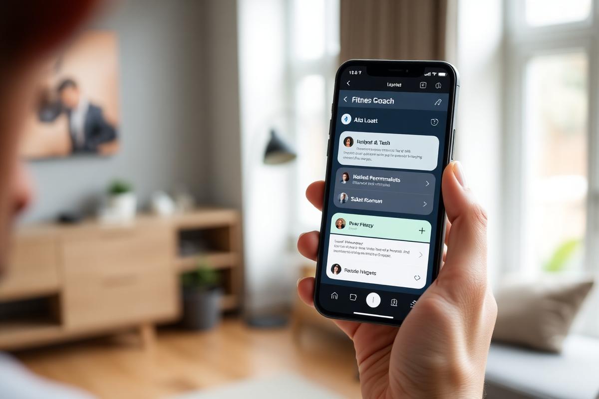 Smartphone showing an AI fitness coach chat interface with personalized recommendations